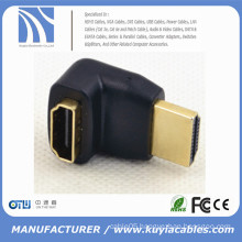 gold plated HDMI male to HDMI female cable connector adapter converter extender 90 degree for 1080P HDTV